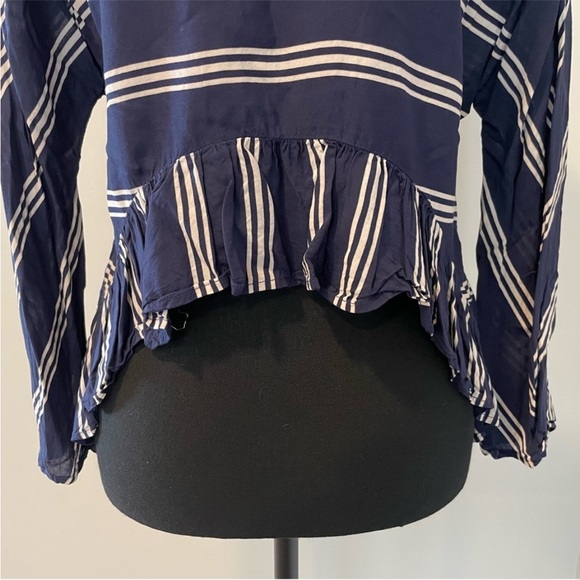 Zara Nautical Striped Ruffled Hem Blouse EUC - Picture 6 of 9